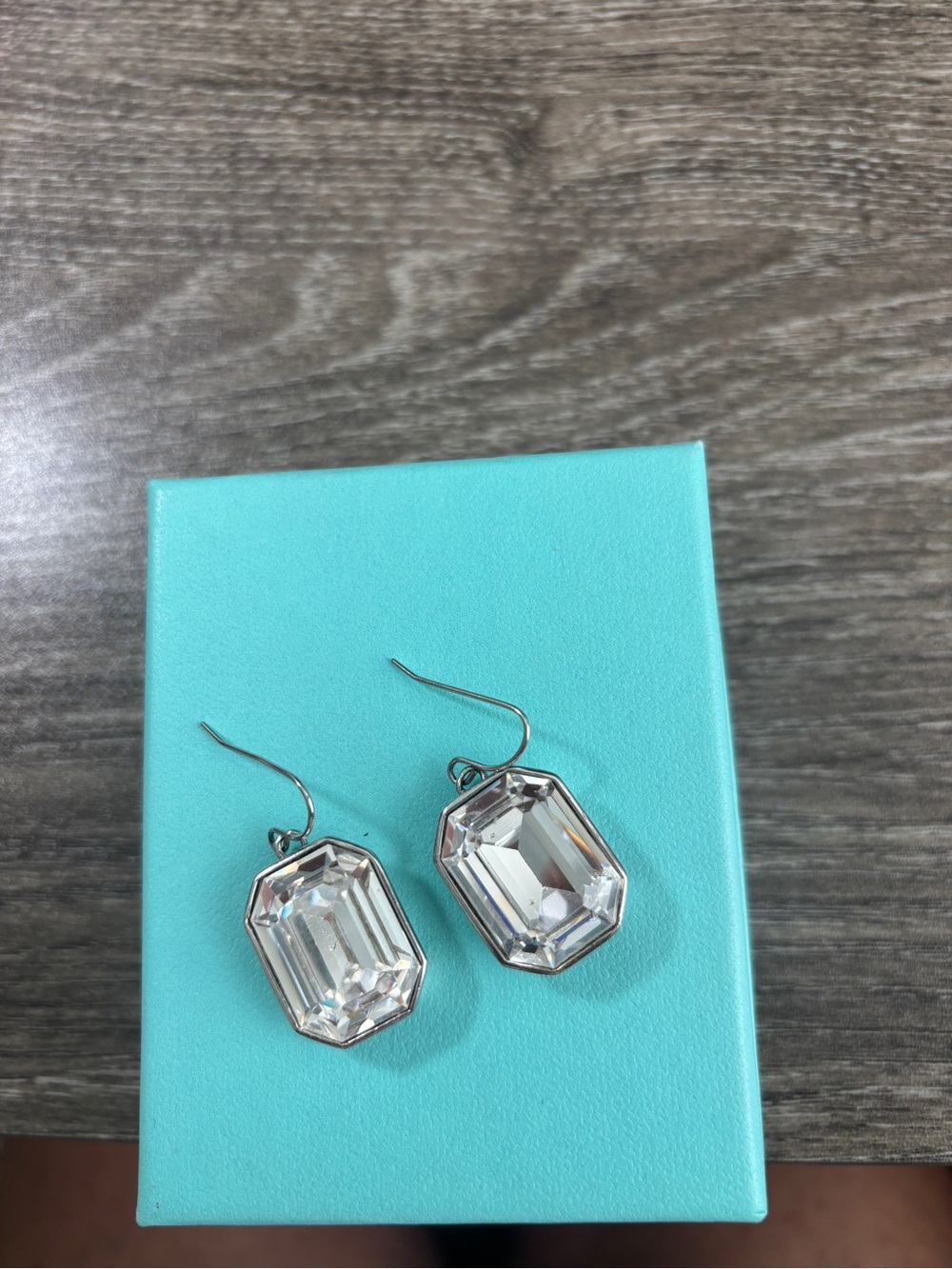 Touchstone Crystal by Swarovski Drop Earrings - Clear Crystal on Silver Hooks